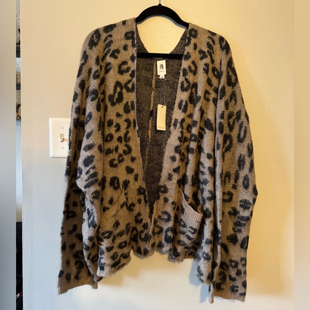 NWT Leopard Print Open Front Sweater